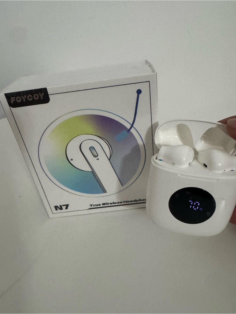N7 White True Wireless Earbuds with Charging Case